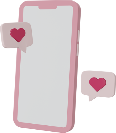 Valentines Heart Icon. Mobile Phone with Love Chat Message 3D Illustration.